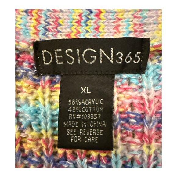 Design 365 Pink, Blue & Yellow 3/4 Balloon Sleeve Cardigan Sweater Women's XL - Picture 7 of 13